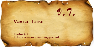 Vavra Timur névjegykártya